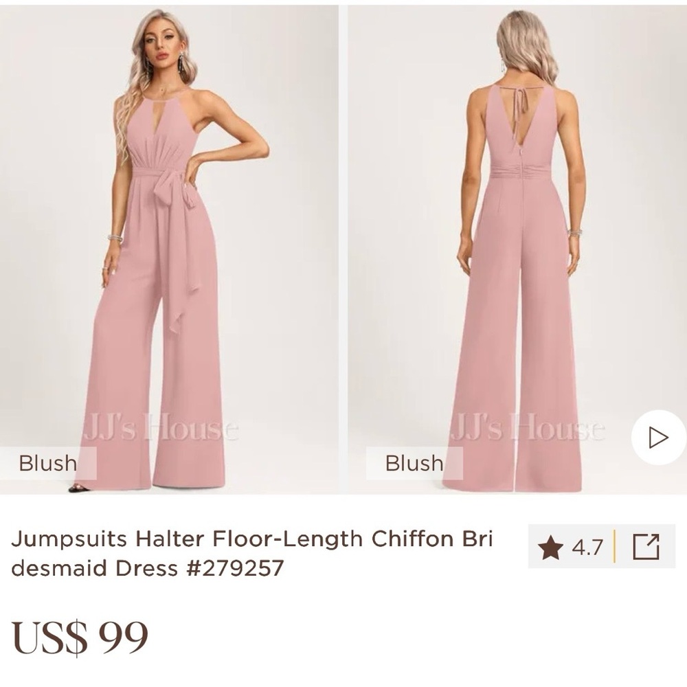 Elegant Blush Halter Jumpsuit